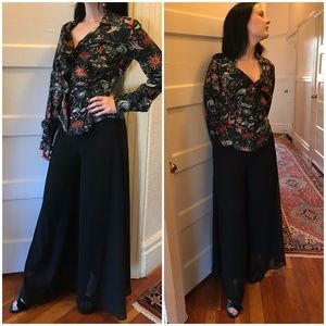 Palazzo wide leg pants culottes black dressy sheer